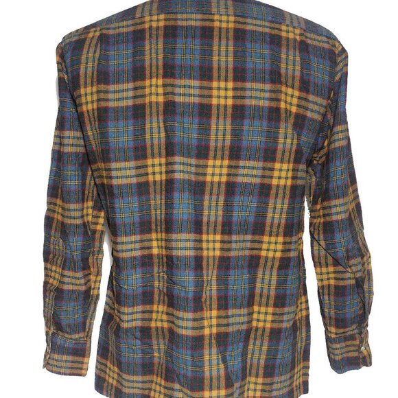L.L. Bean 1950's Swiss Made Western Flannel Cotton Wool Button Down Shirt Sz L - Picture 12 of 13